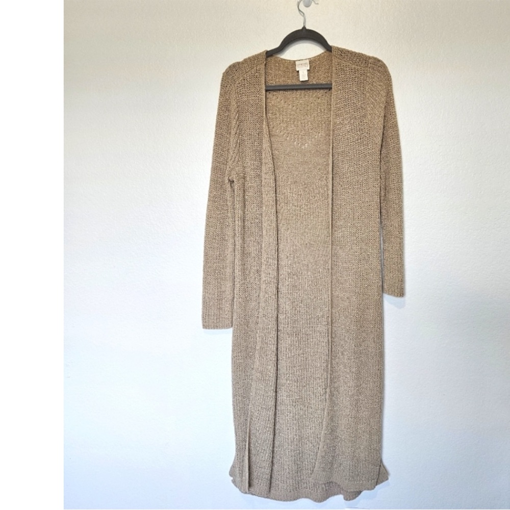 Chicos | Cotton Blend Long Duster Ribbed Knit Cardigan